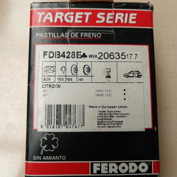FDB428E JUEGO 4 PASTILLAS DE FRENO
