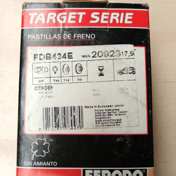 FDB434E JUEGO 4 PASTILLAS DE FRENO